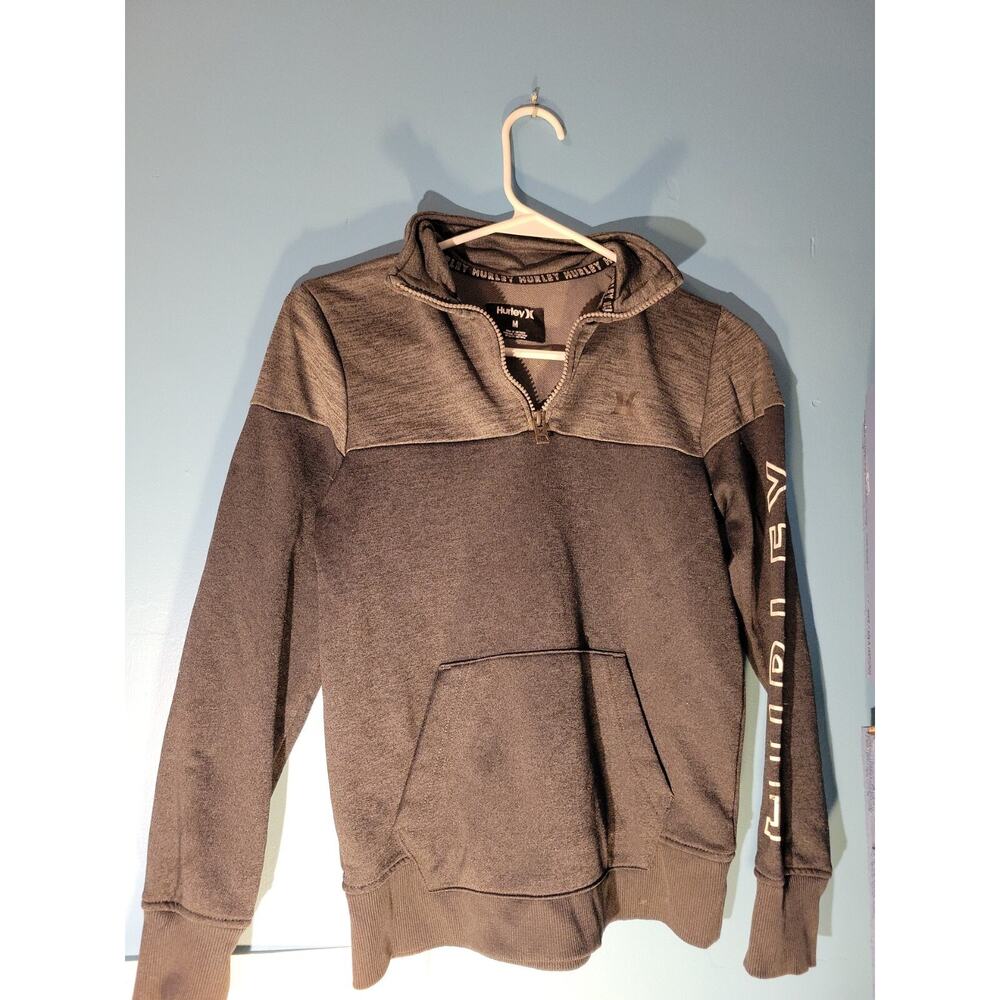 Hurley Womens Sweatshirt 1/4 Zip Gray/Black Dri Fit Size M